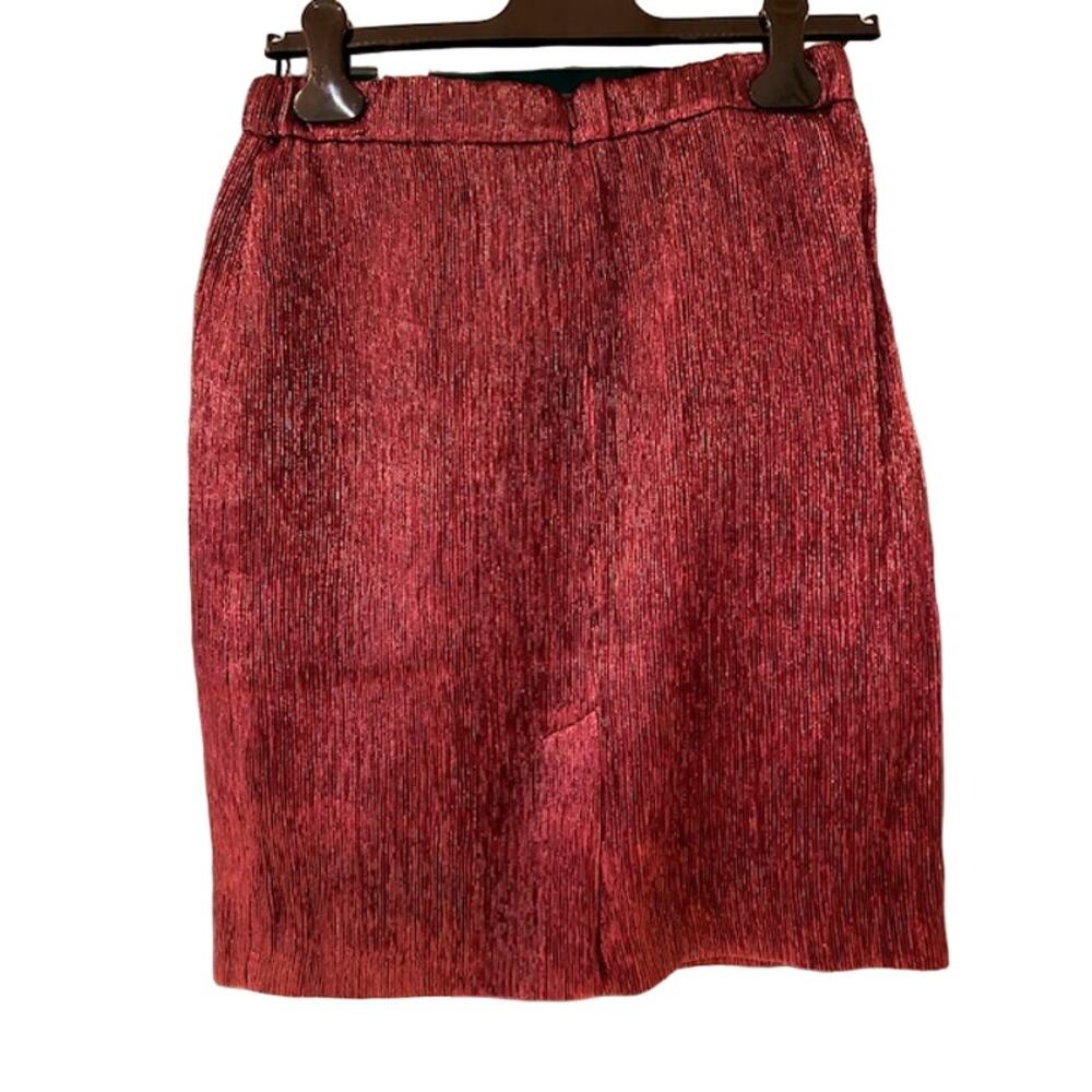 NWT M MISSONI Rust Maroon Metallic Lame Pencil Straight Zip Party IT 40 US 4